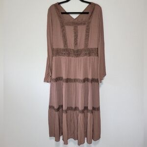 Scarlet Darkness Maxi Square neck Renfair Maiden Dress Brown